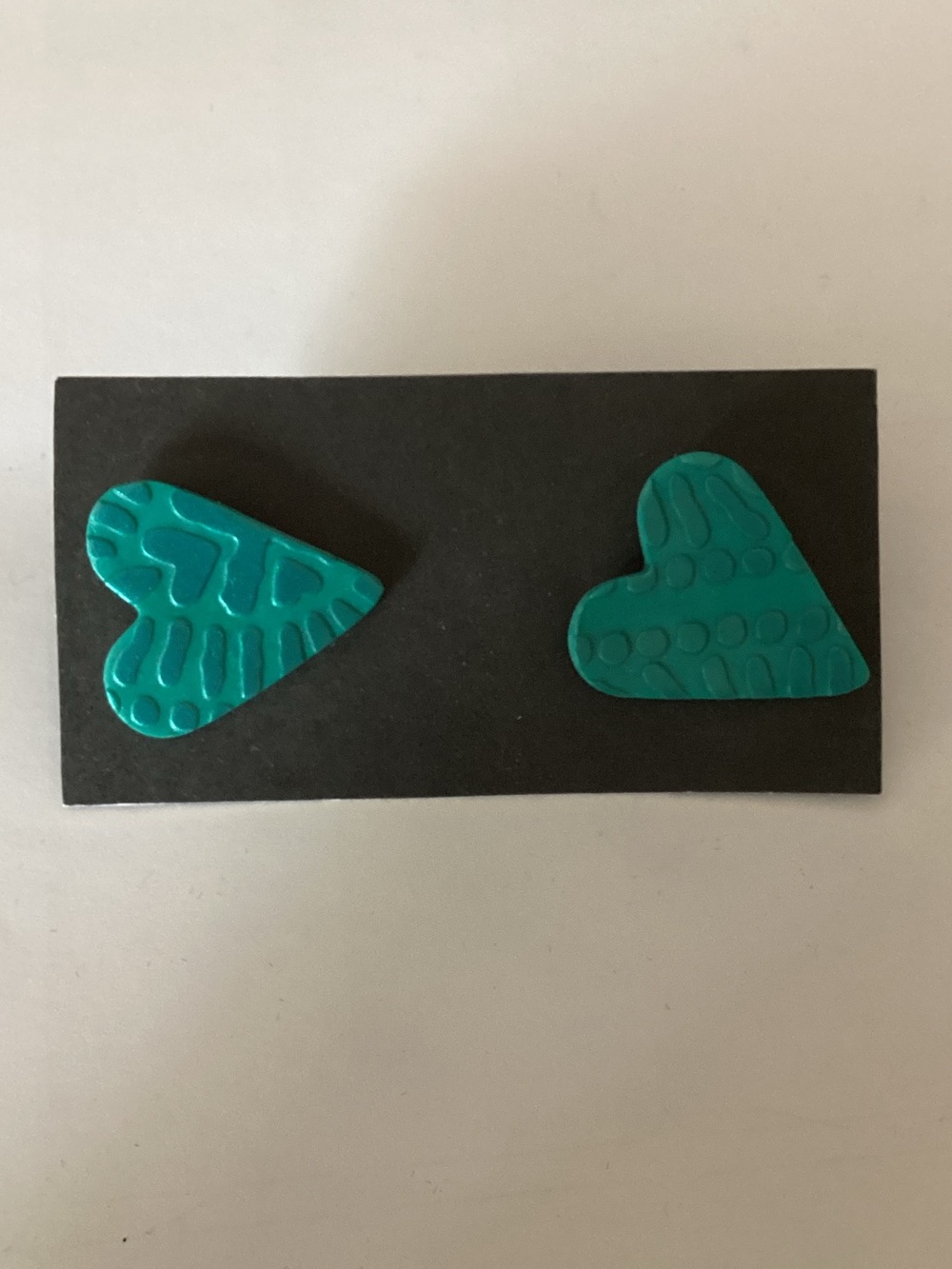 Teal Heart Shaped Stud Earrings